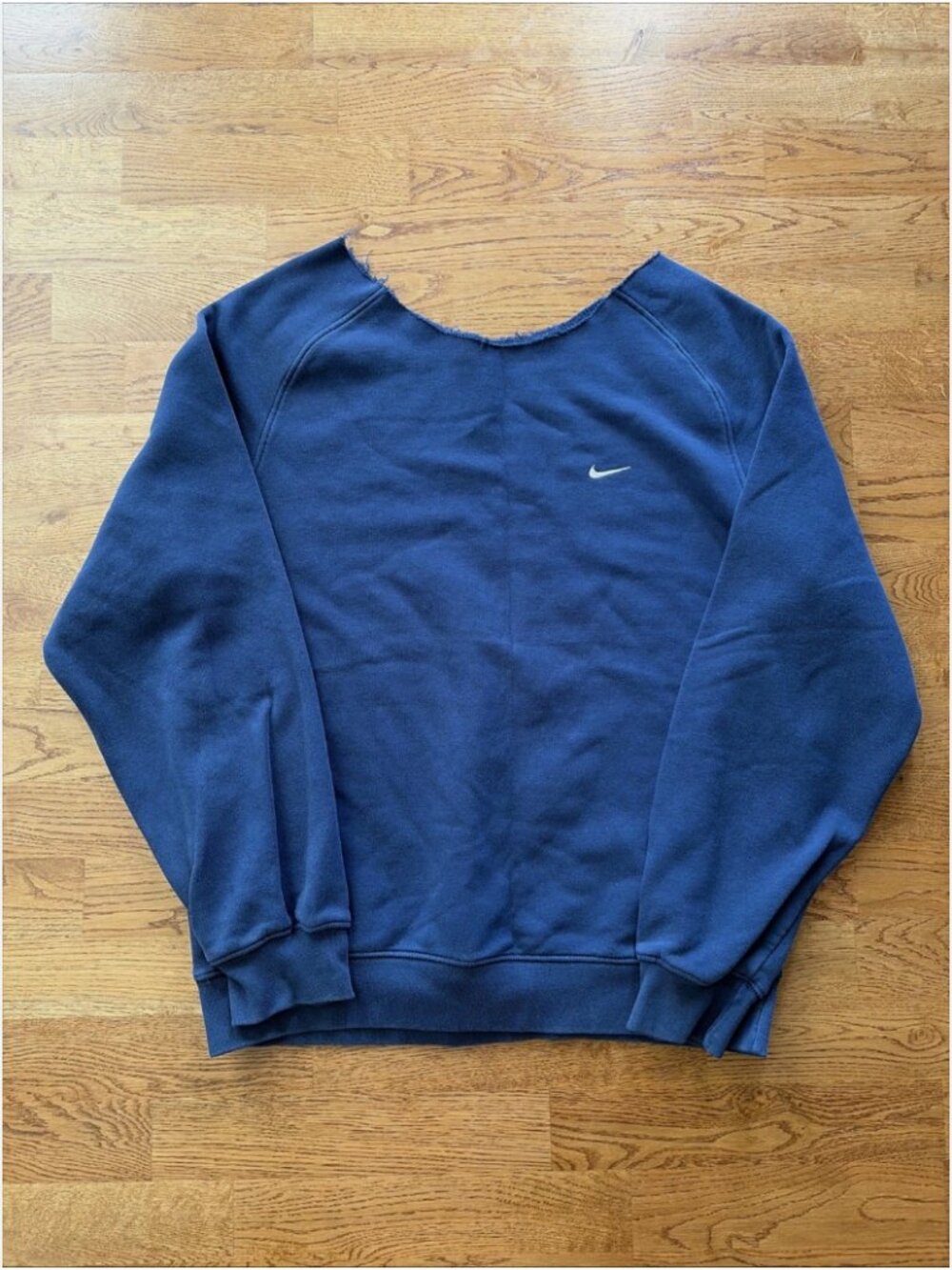 Nike Women's Sweatshirt Pullover Navy Blue Swoosh Cutout Neck Off Shoulder XL